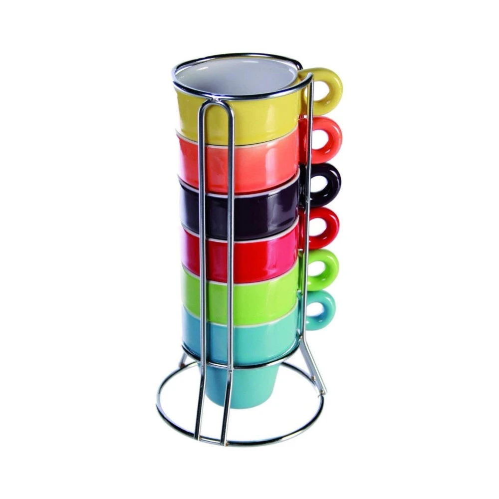 Set De 6 Tasses Expresso Colorées Sur Support 1 Set De 6 Tasses Expresso Colorées Sur Support