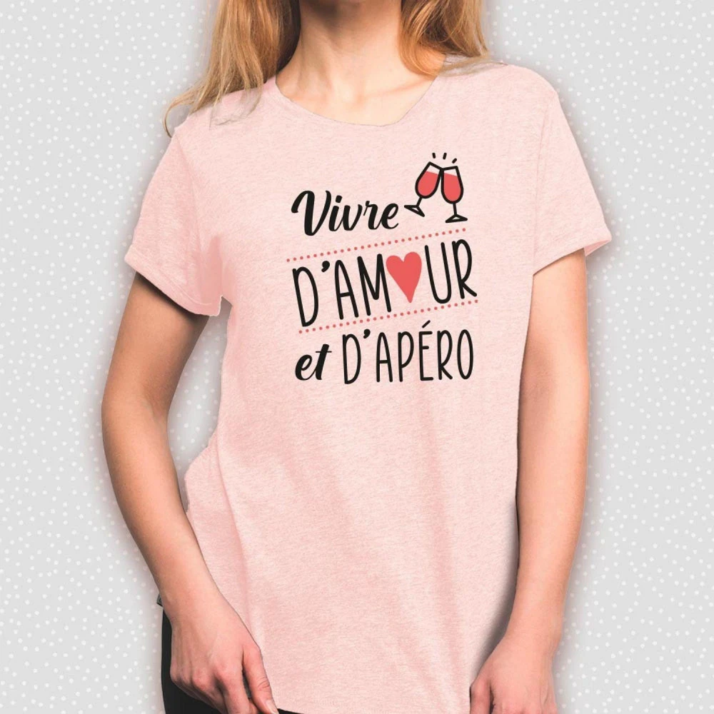 T-Shirt Vivre D'Amour Et D'Apéro - Taille M 3 T-Shirt Vivre D'Amour Et D'Apéro - Taille M – Image 3