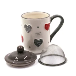 Tisanière à Motif Coeurs Et Pois - Gris -Promos Nid Objet Magasin tisaniere a motif coeurs et pois gris 1