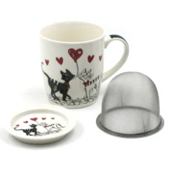 Tisanière En Porcelaine - Choupy Couple De Chats