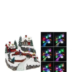 Village De Noël Lumineux Avec Patineur Animé -Promos Nid Objet Magasin village de noel lumineux avec patineur anime 2